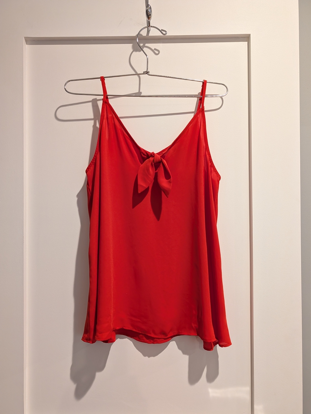 LOFT Red Satin Tie-Front Camisole